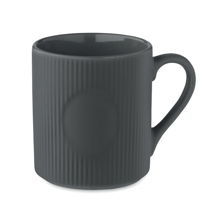 Tasse publicitaire céramique striée 340 ml Ribmug gris pierre